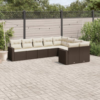 Set Divani da Giardino 9pz con Cuscini Marrone in Polyrattancod mxl 91798