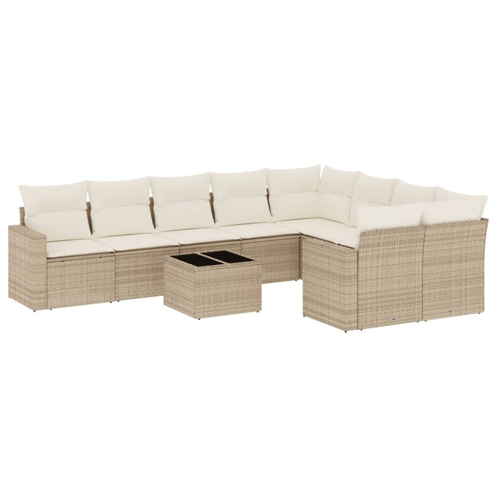 Set Divano da Giardino 10 pz con Cuscini Beige in Polyrattancod mxl 88705