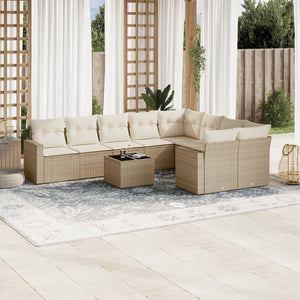 Set Divano da Giardino 10 pz con Cuscini Beige in Polyrattancod mxl 88705