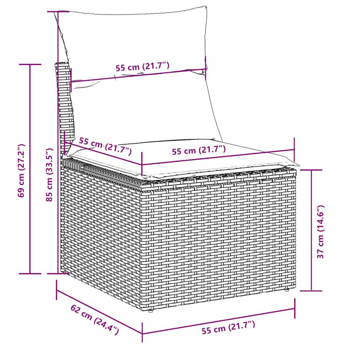 Set Divano Giardino 10 pz con Cuscini Grigio Chiaro Polyrattan 3219462