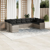 Set Divano Giardino 10 pz con Cuscini Grigio Chiaro Polyrattan 3219462