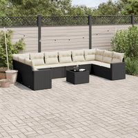 Set Divani da Giardino 11 pz con Cuscini in Polyrattan Nero 3219466