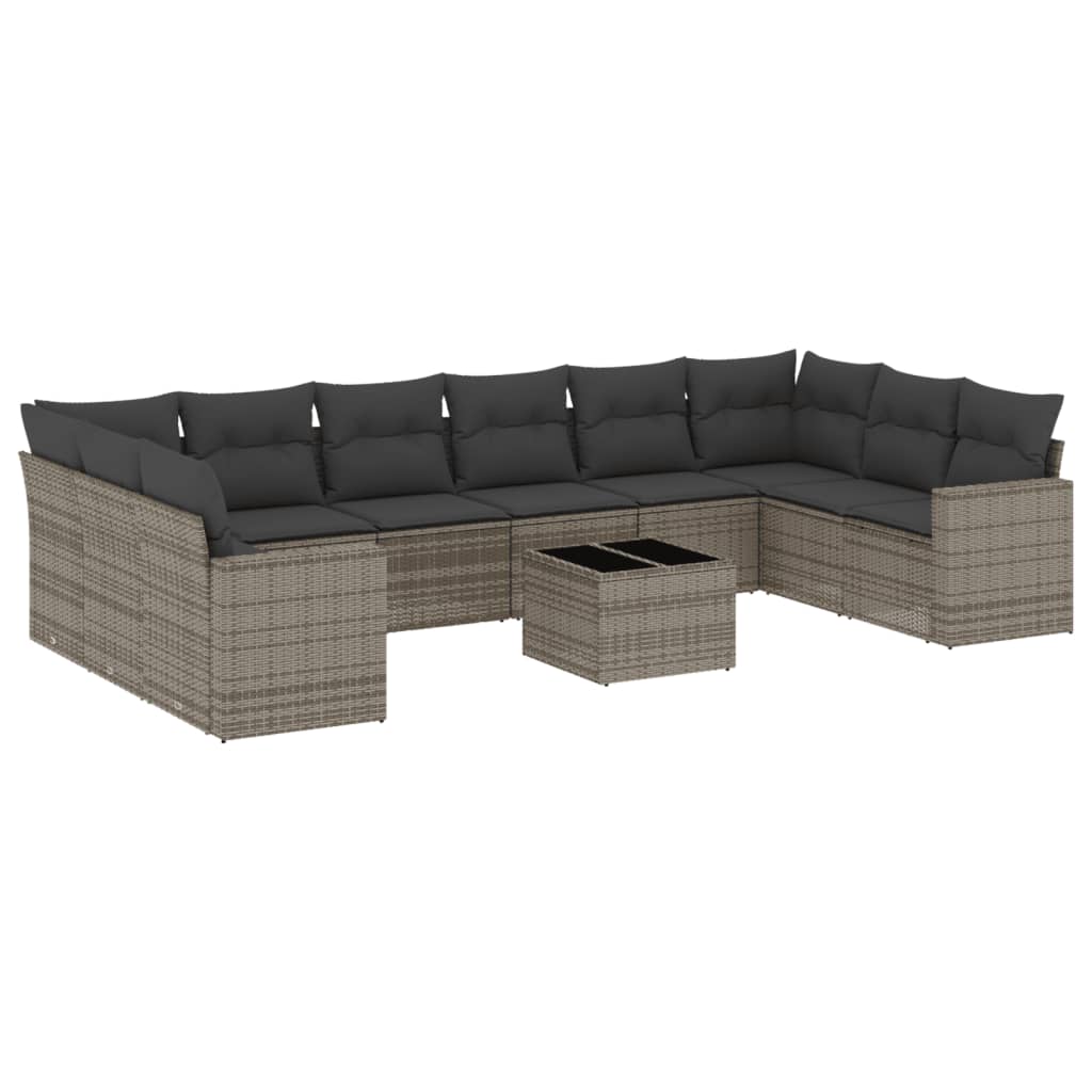 Set Divani da Giardino 11 pz con Cuscini in Polyrattan Grigiocod mxl 112698