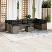 Set Divani da Giardino 11 pz con Cuscini in Polyrattan Grigiocod mxl 112698