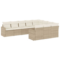 Set Divano da Giardino 10 pz con Cuscini Beige in Polyrattan 3219478