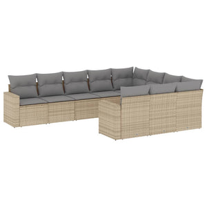 Set Divano da Giardino 10 pz con Cuscini Beige in Polyrattancod mxl 112699