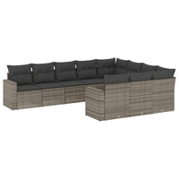 Set Divano da Giardino 10 pz con Cuscini Grigio in Polyrattan 3219480