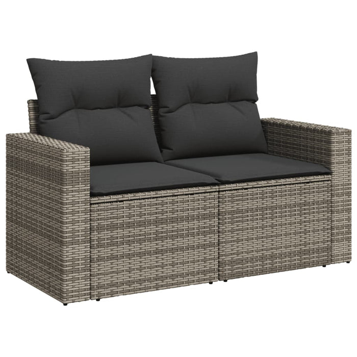 Set Divano da Giardino 10 pz con Cuscini Grigio in Polyrattan 3219480