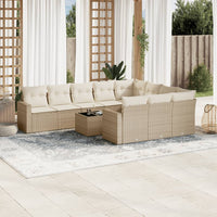 Set Divani da Giardino 11 pz con Cuscini Beige in Polyrattan 3219488