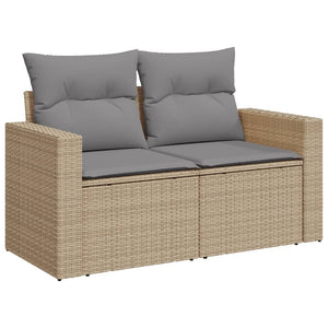 Set Divani da Giardino 11 pz con Cuscini Beige in Polyrattan 3219489