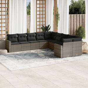 Set Divano da Giardino 10 pz con Cuscini Grigio in Polyrattancod mxl 116606