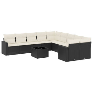 Set Divani da Giardino 11 pz con Cuscini in Polyrattan Nero 3219506