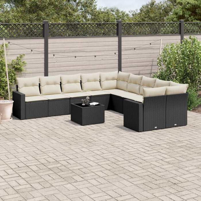 Set Divani da Giardino 11 pz con Cuscini in Polyrattan Nero 3219506