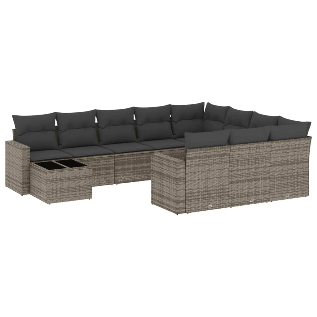 Set Divani da Giardino 11 pz con Cuscini in Polyrattan Grigio 3219520