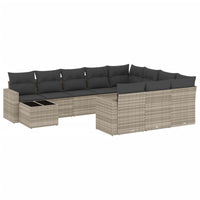 Set Divani da Giardino 11 pz con Cuscini in Polyrattan Grigio 3219522