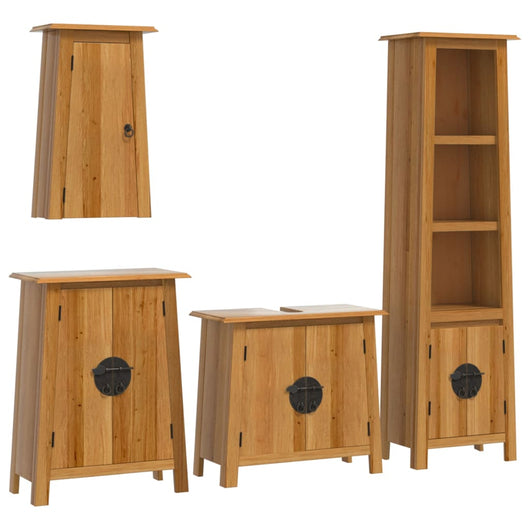 Set Mobili da Bagno 4 pz in Legno Massello di Pino 3223454