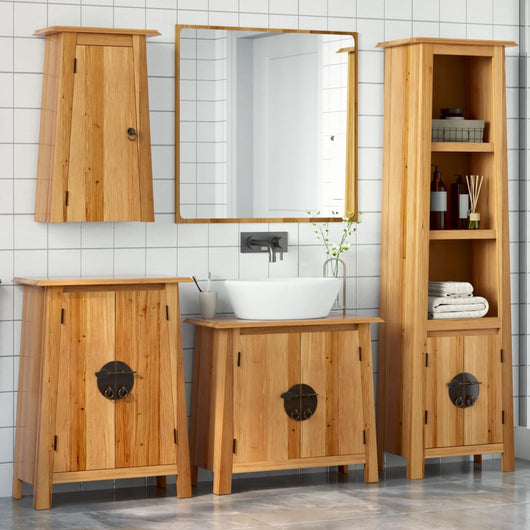 Set Mobili da Bagno 4 pz in Legno Massello di Pino 3223454