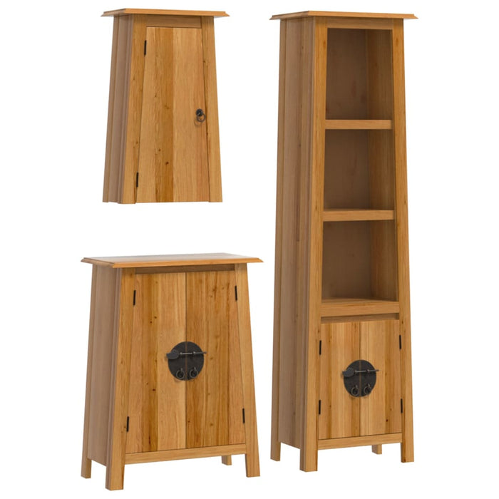 Set Mobili da Bagno 3 pz in Legno Massello di Pino 3223455