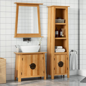 Set Mobili da Bagno 2 pz in Legno Massello di Pino 3223456