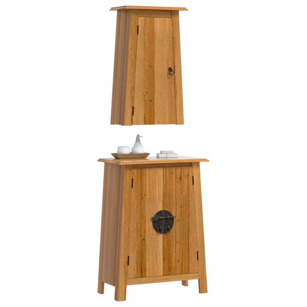 Set Mobili da Bagno 2 pz in Legno Massello di Pino 3223458