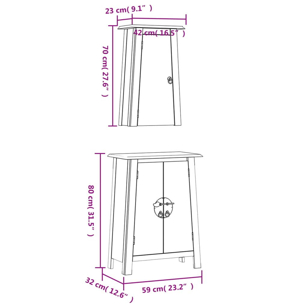 Set Mobili da Bagno 2 pz in Legno Massello di Pino 3223458