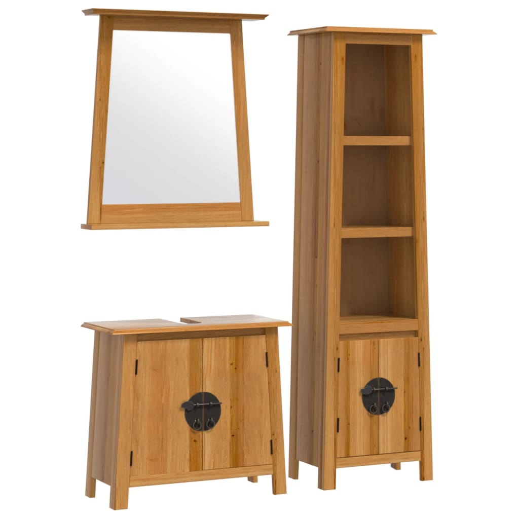 Set Mobili da Bagno 3 pz in Legno Massello di Pino 3223462