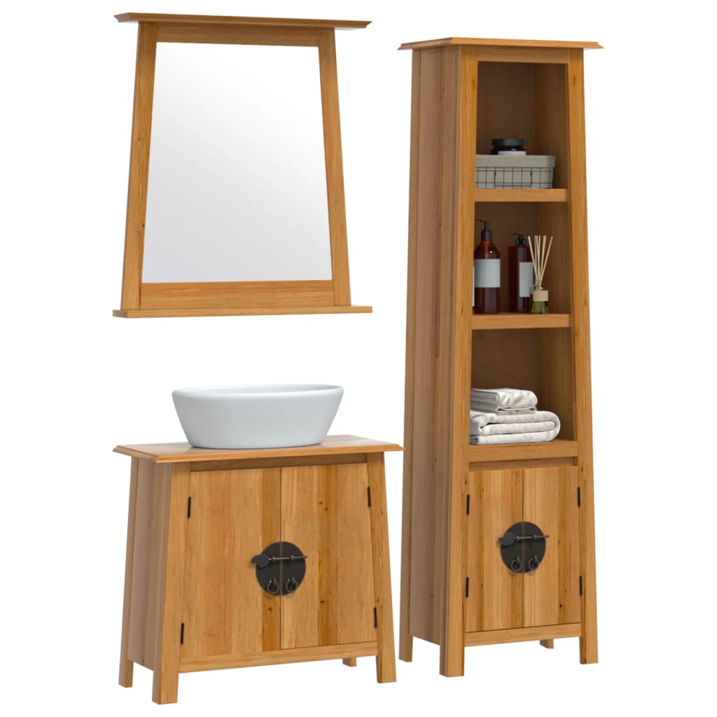 Set Mobili da Bagno 3 pz in Legno Massello di Pino 3223462