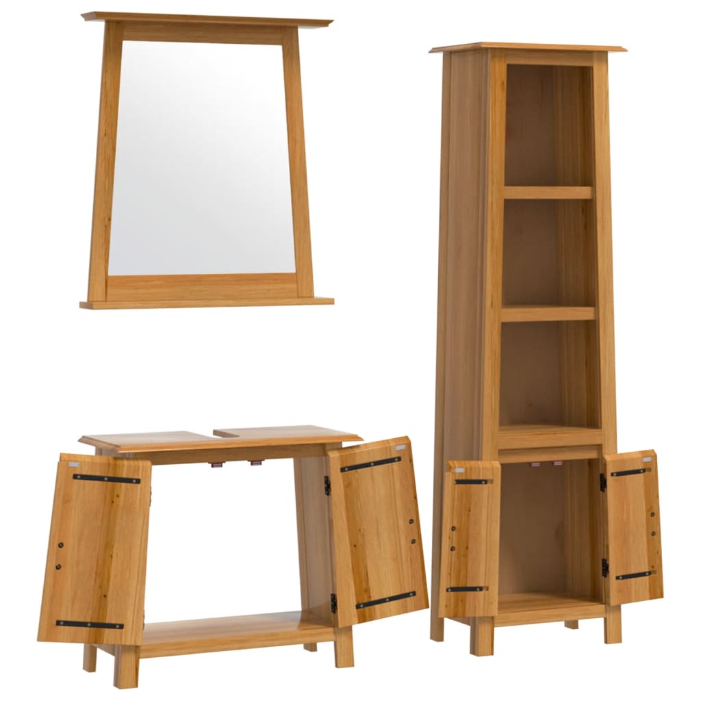 Set Mobili da Bagno 3 pz in Legno Massello di Pino 3223462