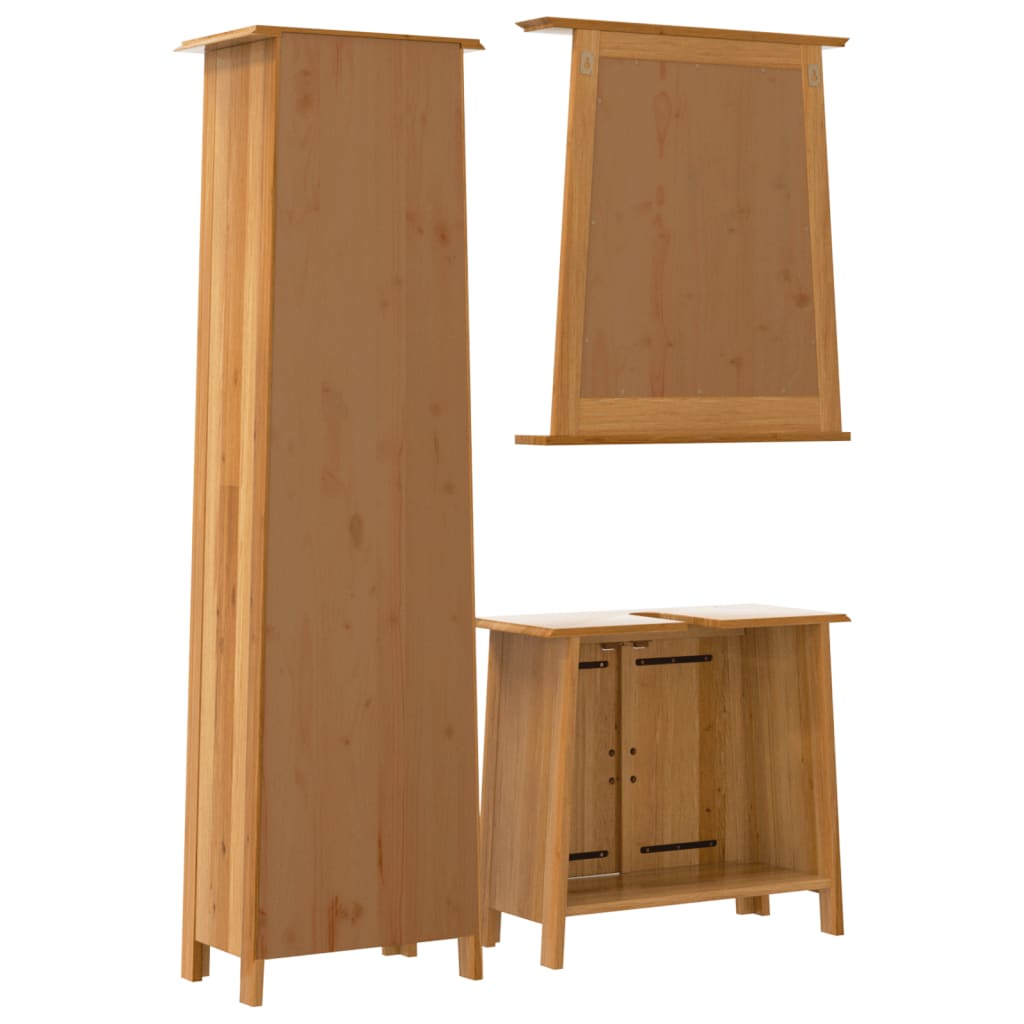 Set Mobili da Bagno 3 pz in Legno Massello di Pino 3223462