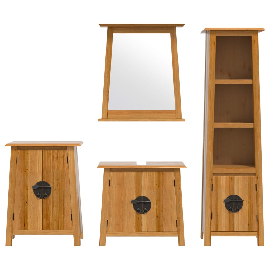 Set Mobili da Bagno 4 pz in Legno Massello di Pino 3223464