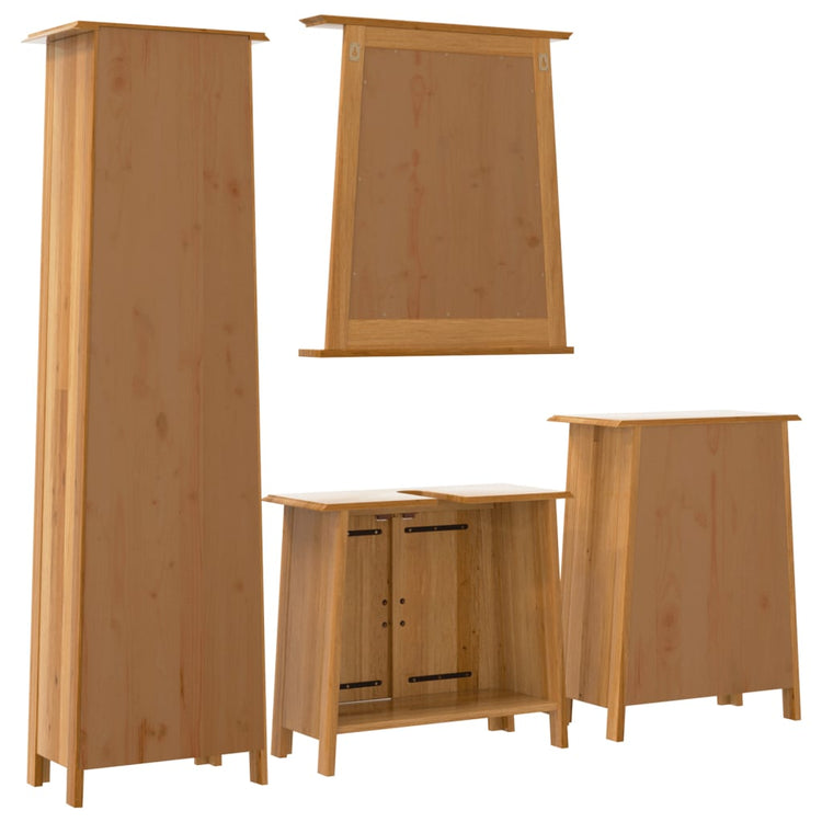 Set Mobili da Bagno 4 pz in Legno Massello di Pino 3223464