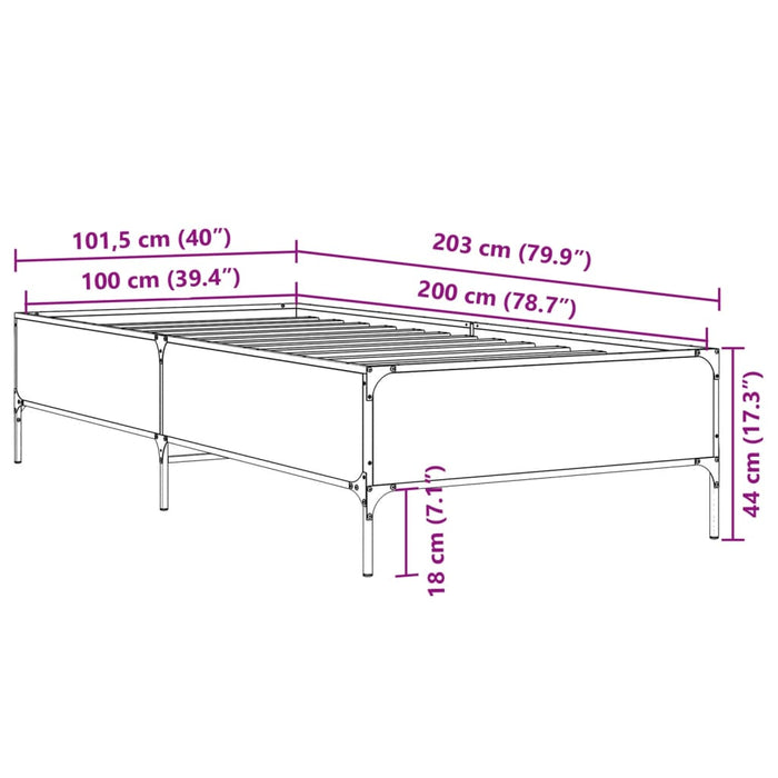 Giroletto Nero 100x200 cm in Legno Multistrato e Metallo 844961