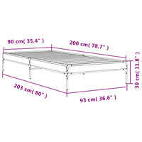 Giroletto Nero 90x200 cm in Legno Multistrato e Metallo 845031