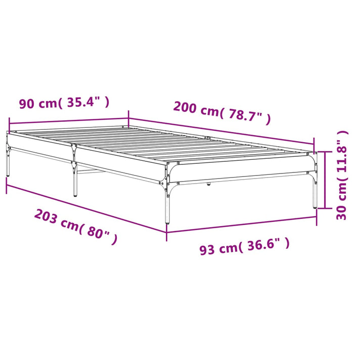 Giroletto Nero 90x200 cm in Legno Multistrato e Metallo 845031