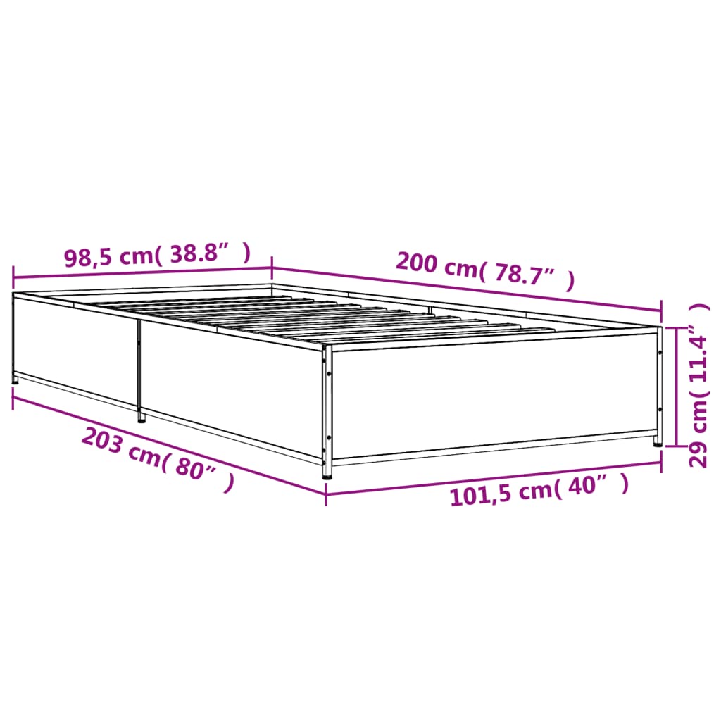 Giroletto Grigio Sonoma 100x200 cm Legno Multistrato e Metallo 845109