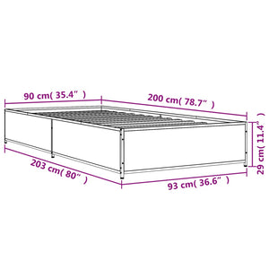 Giroletto Nero 90x200 cm in Legno Multistrato e Metallo 845111