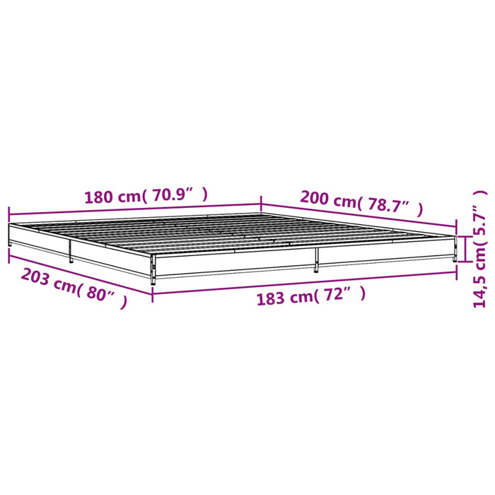 Giroletto Nero 180x200 cm in Legno Multistrato e Metallo 845131