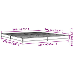 Giroletto Nero 160x200 cm in Legno Multistrato e Metallo 845136