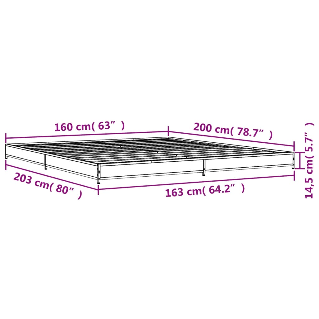 Giroletto Grigio Sonoma 160x200 cm in Legno Multistrato Metallo 845139