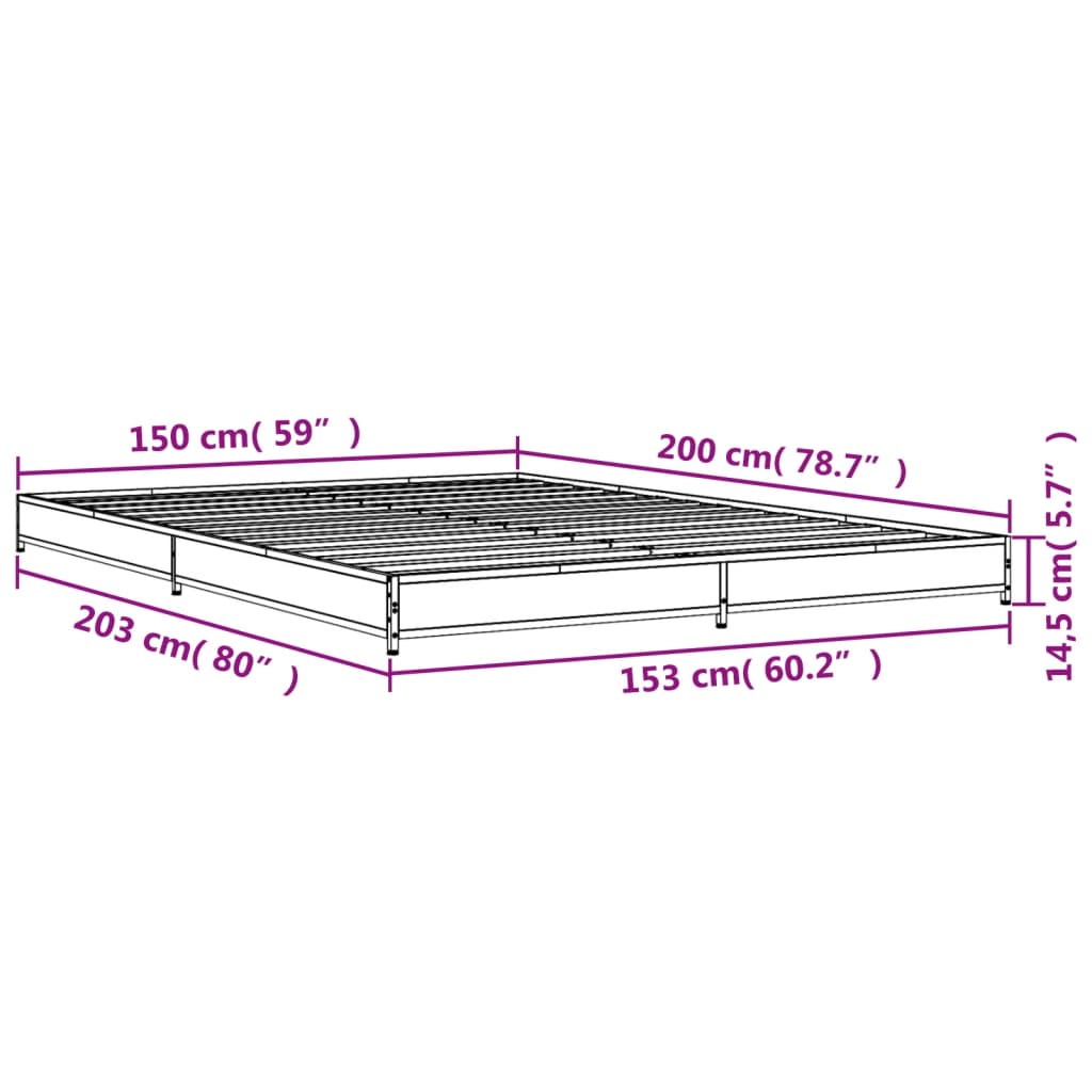 Giroletto Nero 150x200 cm in Legno Multistrato e Metallo 845141