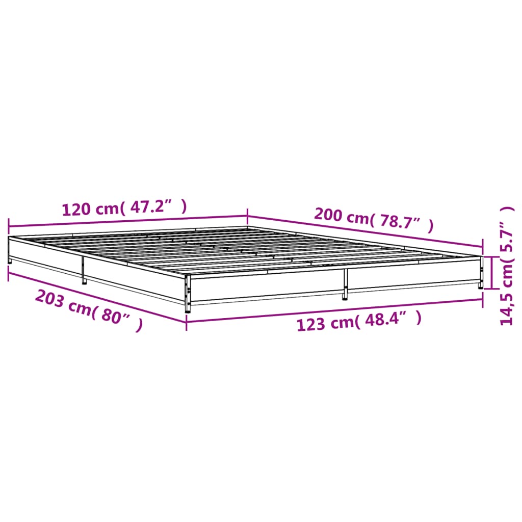 Giroletto Grigio Sonoma 120x200 cm in Legno Multistrato Metallo 845154