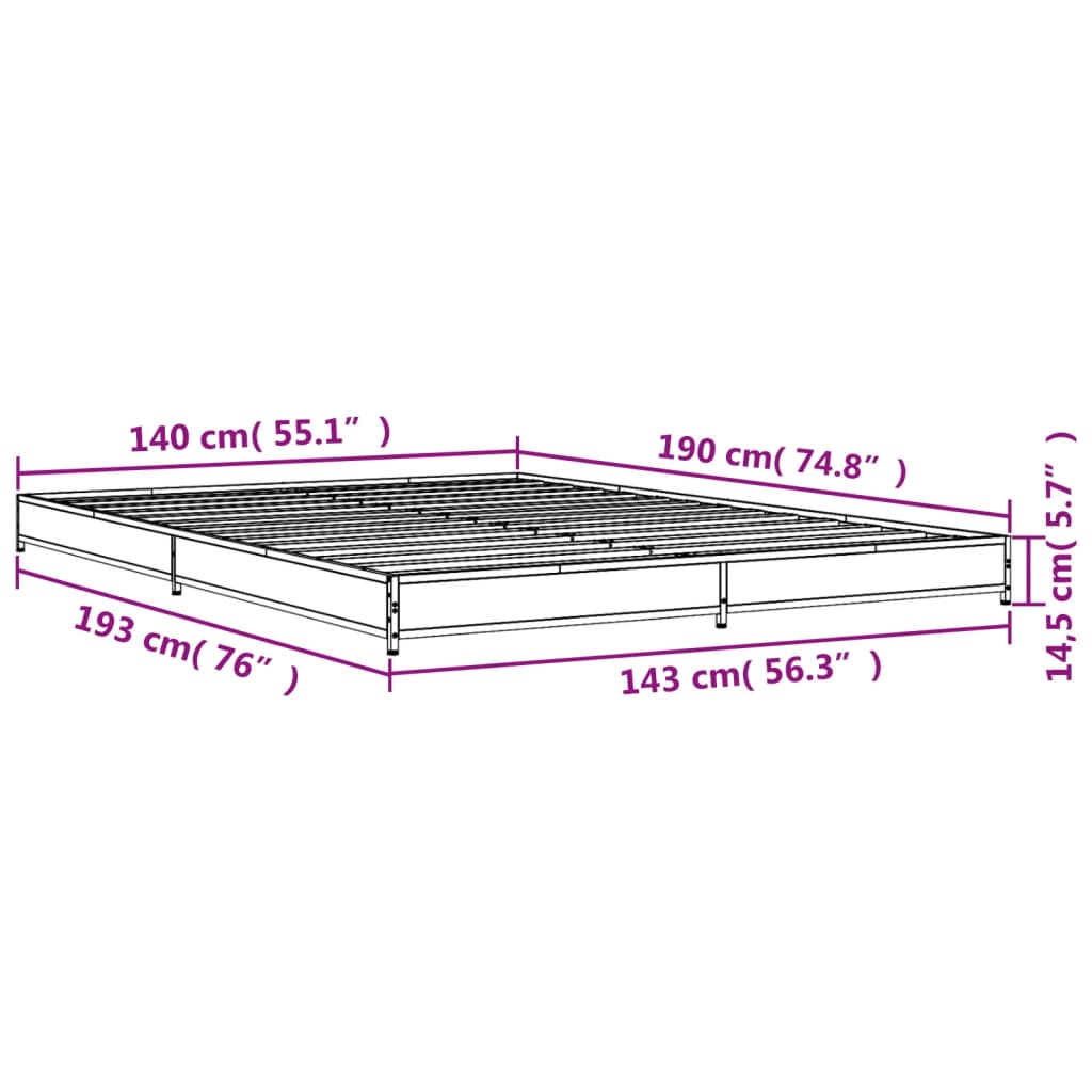 Giroletto Nero 140x190 cm in Legno Multistrato e Metallo 845156