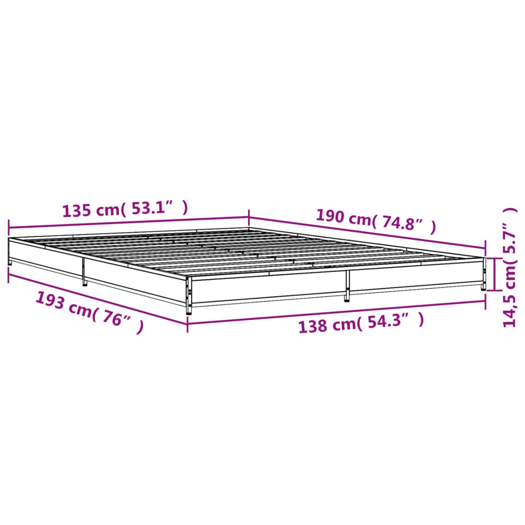 Giroletto Rovere Fumo 135x190 cm in Legno Multistrato Metallo 845163