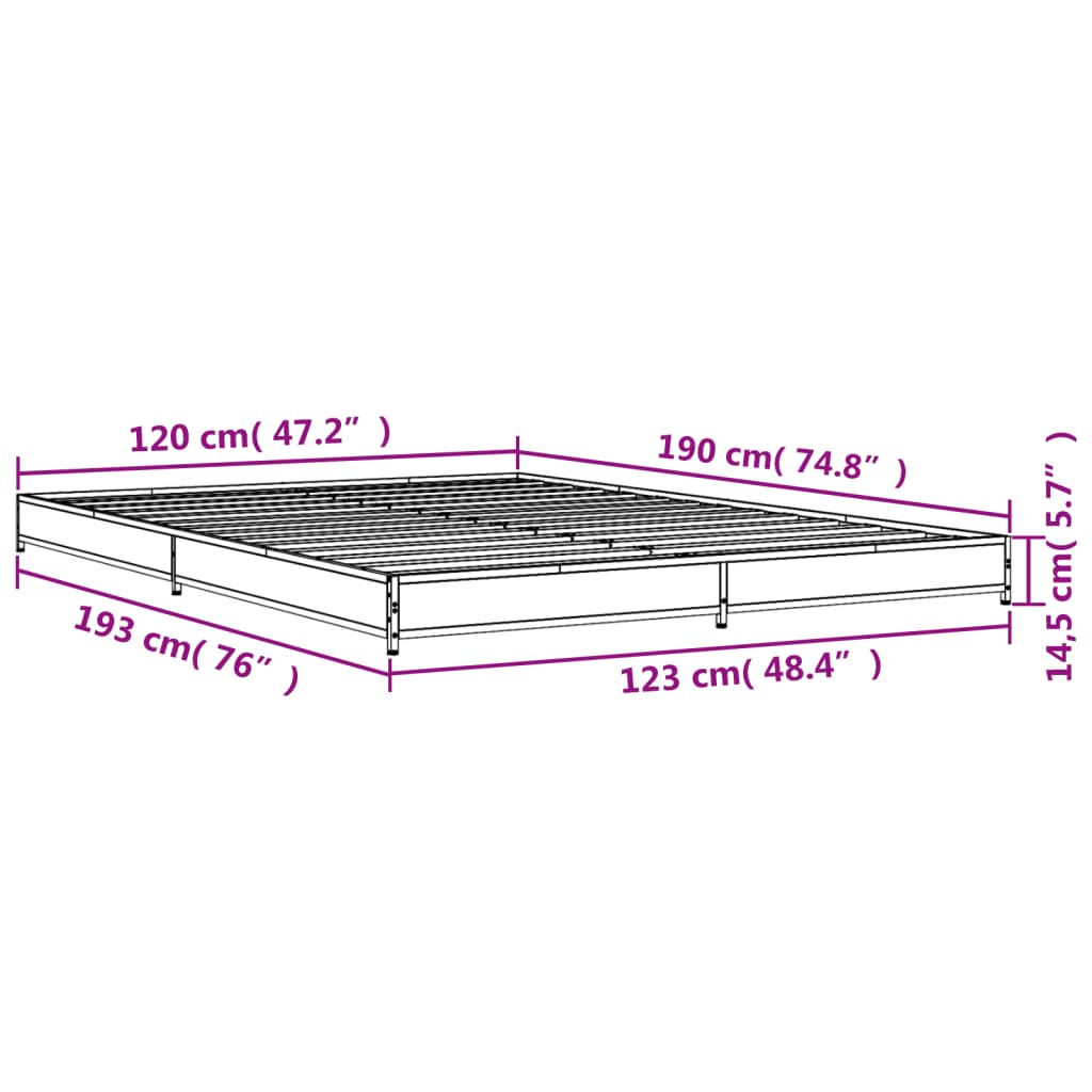 Giroletto Nero 120x190 cm in Legno Multistrato e Metallo 845166