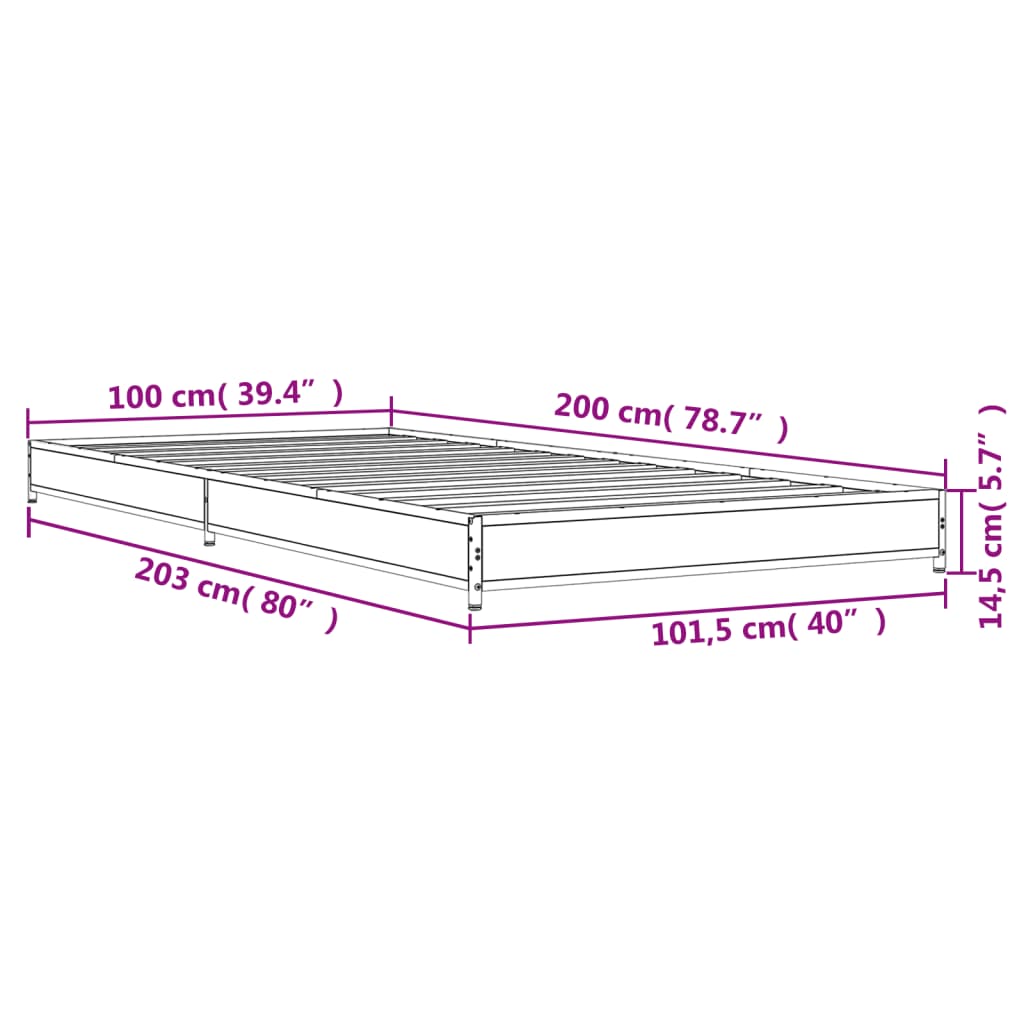 Giroletto Nero 100x200 cm in Legno Multistrato e Metallo 845171