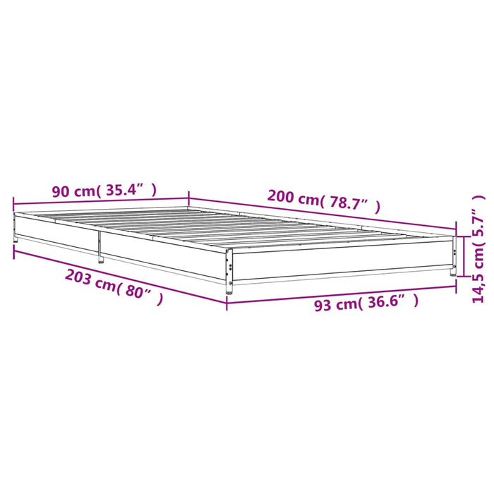 Giroletto Grigio Sonoma 90x200 cm Legno Multistrato e Metallo 845179