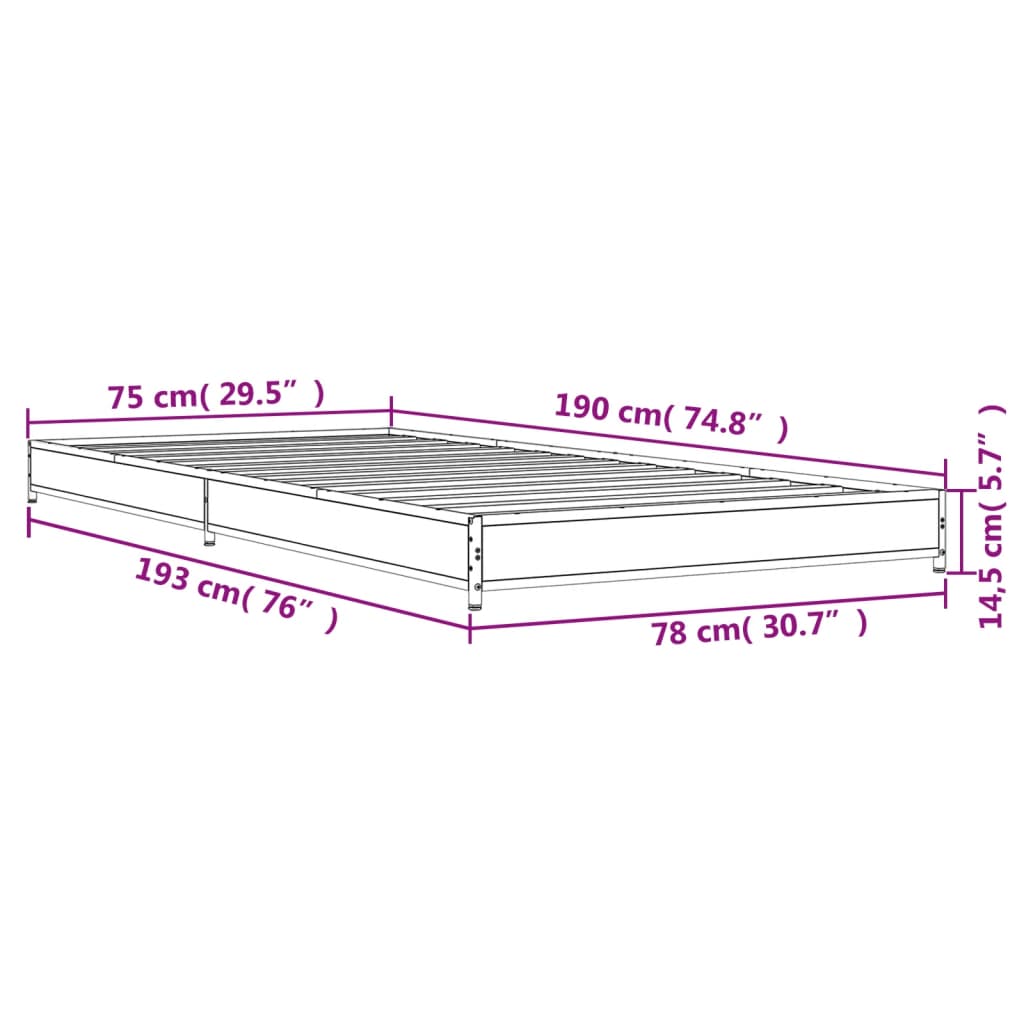 Giroletto Grigio Sonoma 75x190cm in Legno Multistrato e Metallo 845189