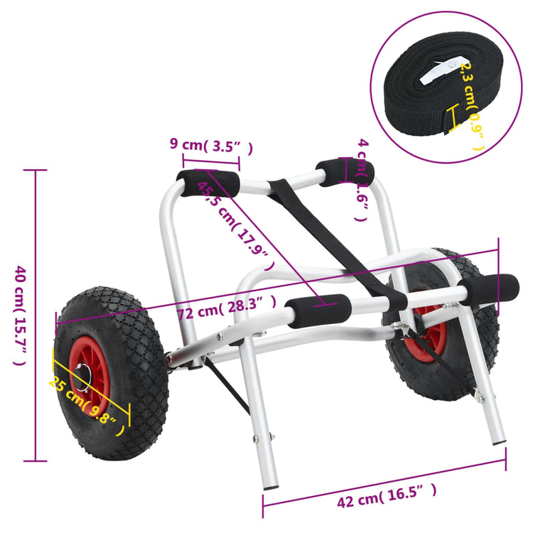 Carrello per Kayak Pieghevole 45 kg in Alluminio 94873