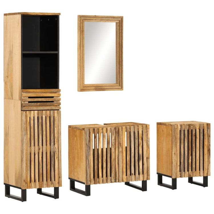 Set Mobili da Bagno 4 pz in Legno Massello di Mango Grezzo 3217090