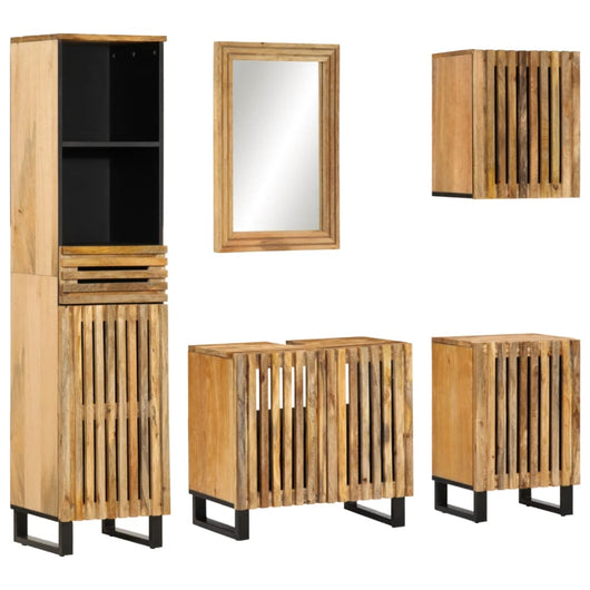 Set Mobili da Bagno 5 pz in Legno Massello di Mango Grezzo 3217091